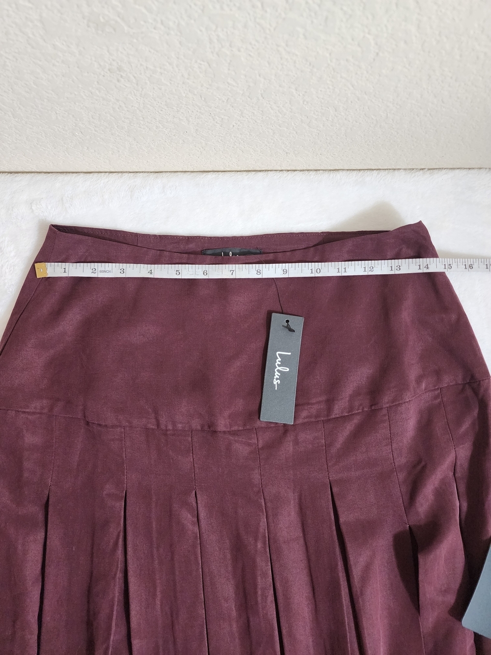 NWT Lulus Vessa Burgundy High Rise Pleated Maxi Skirt Slit Size M - Picture 7 of 14